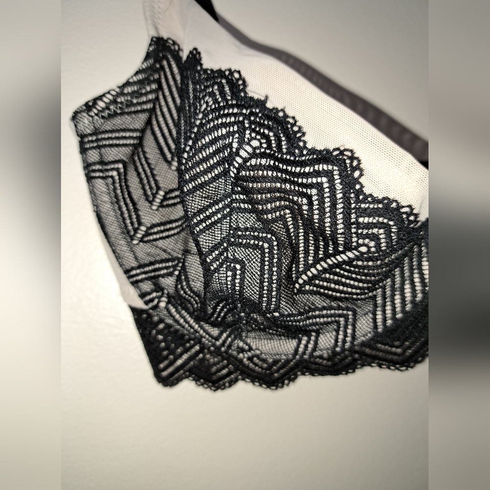 INTIMATELY FREE PEOPLE Underwire Bra Size 32DD ~ Black Lace And Nude Mesh - Picture 3 of 15